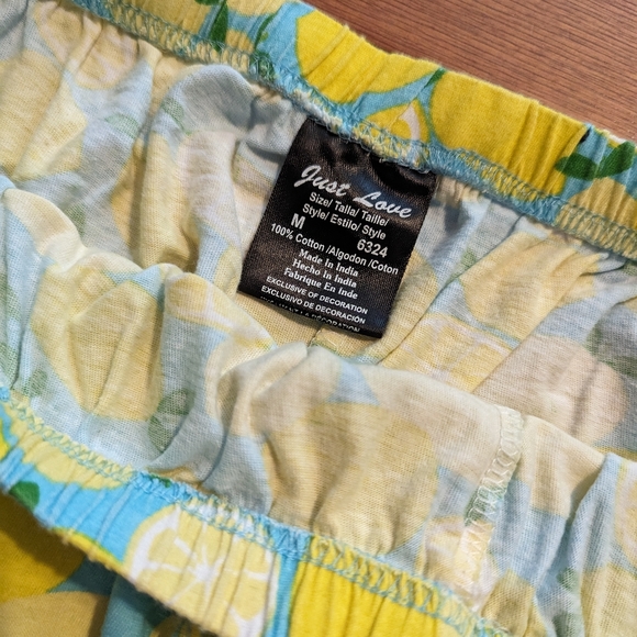 Lemon print pajama pants - lounge pants - yellow & blue - medium - cotton - Picture 8 of 8